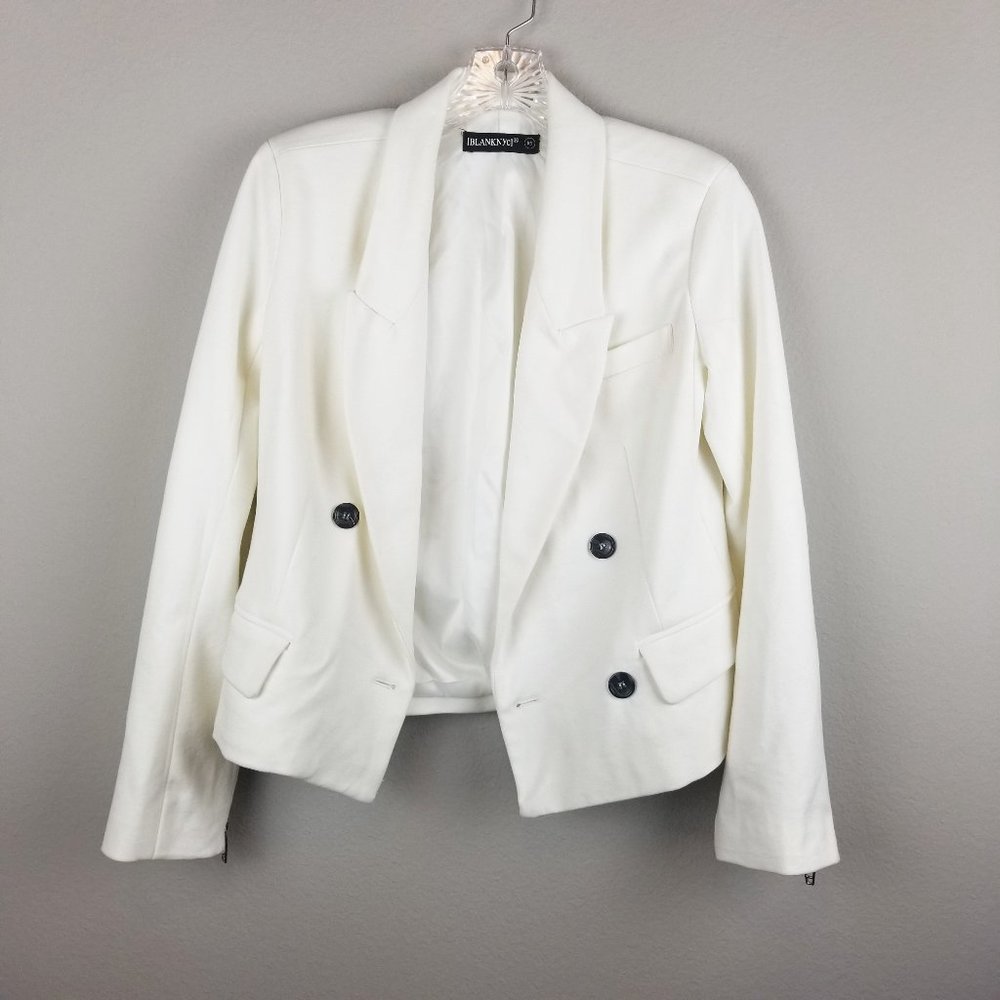 BLANKNYC denim crop ponte blazer size XS zipper